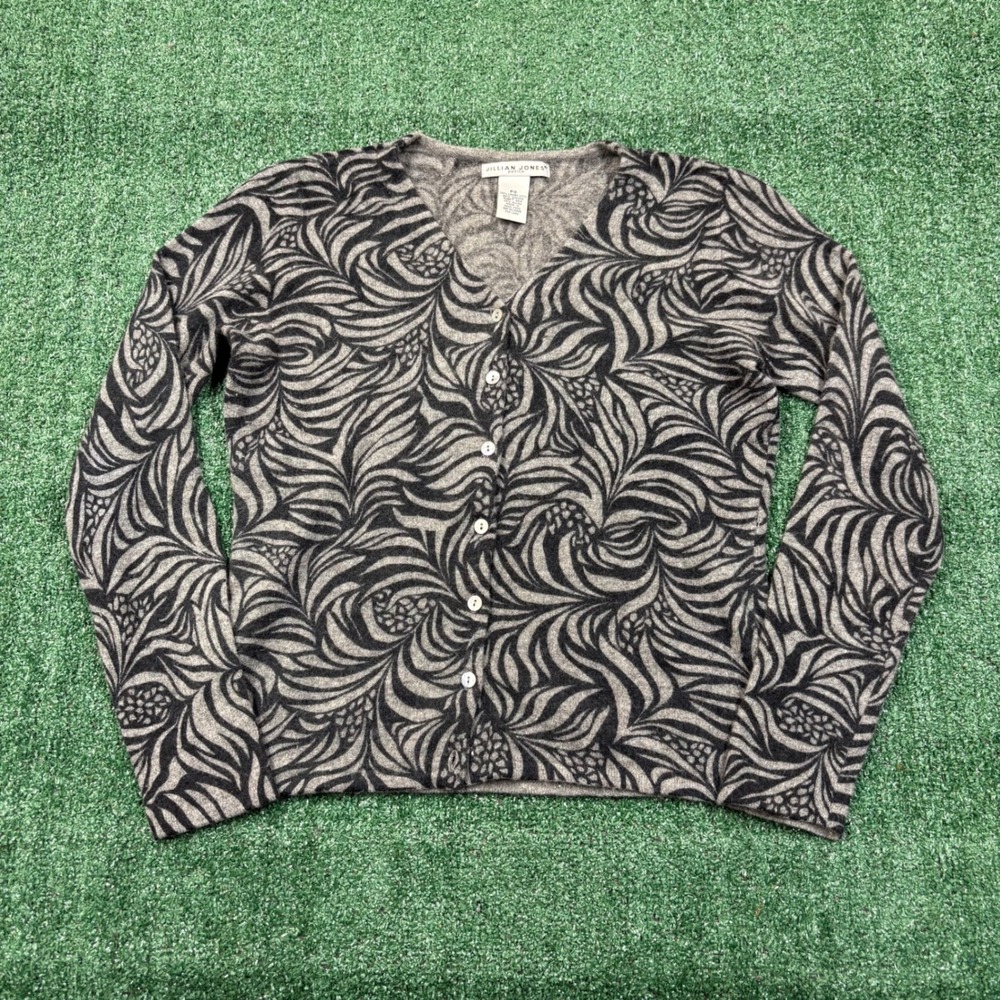 Y2K Jillian Jones Petite Lambswool Angora Swirl Pattern Cardigan Sweater